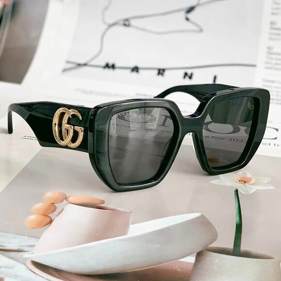 NWT Gucci GG0956S-003 Black Rectangle 54mm Sunglasses main image 5